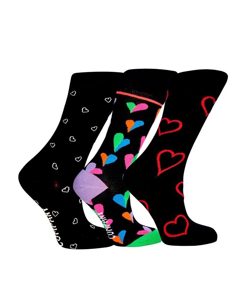 Women's Boca Gift Box of Cotton Seamless Toe Premium Hearts Patterned Crew Socks Pack of 3 Black $22.44 Socks