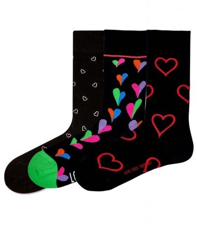 Women's Boca Gift Box of Cotton Seamless Toe Premium Hearts Patterned Crew Socks Pack of 3 Black $22.44 Socks