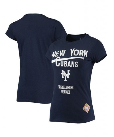 Women's Navy New York Cubans Negro League Logo T-shirt Navy $22.41 Tops