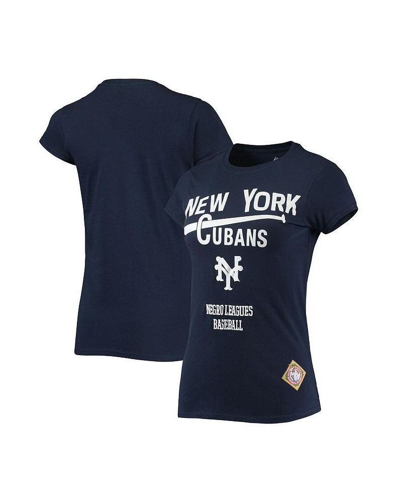 Women's Navy New York Cubans Negro League Logo T-shirt Navy $22.41 Tops