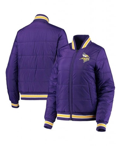 Women's Purple Minnesota Vikings Field Goal Bomber Full-Zip Jacket Purple $47.25 Jackets