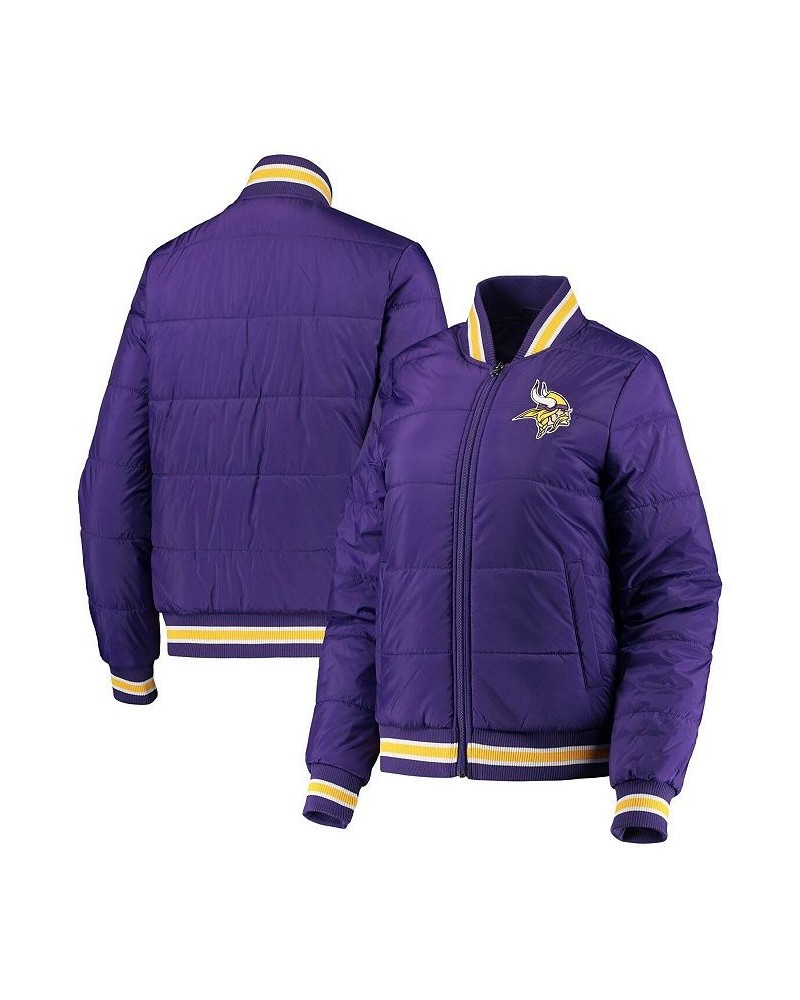 Women's Purple Minnesota Vikings Field Goal Bomber Full-Zip Jacket Purple $47.25 Jackets