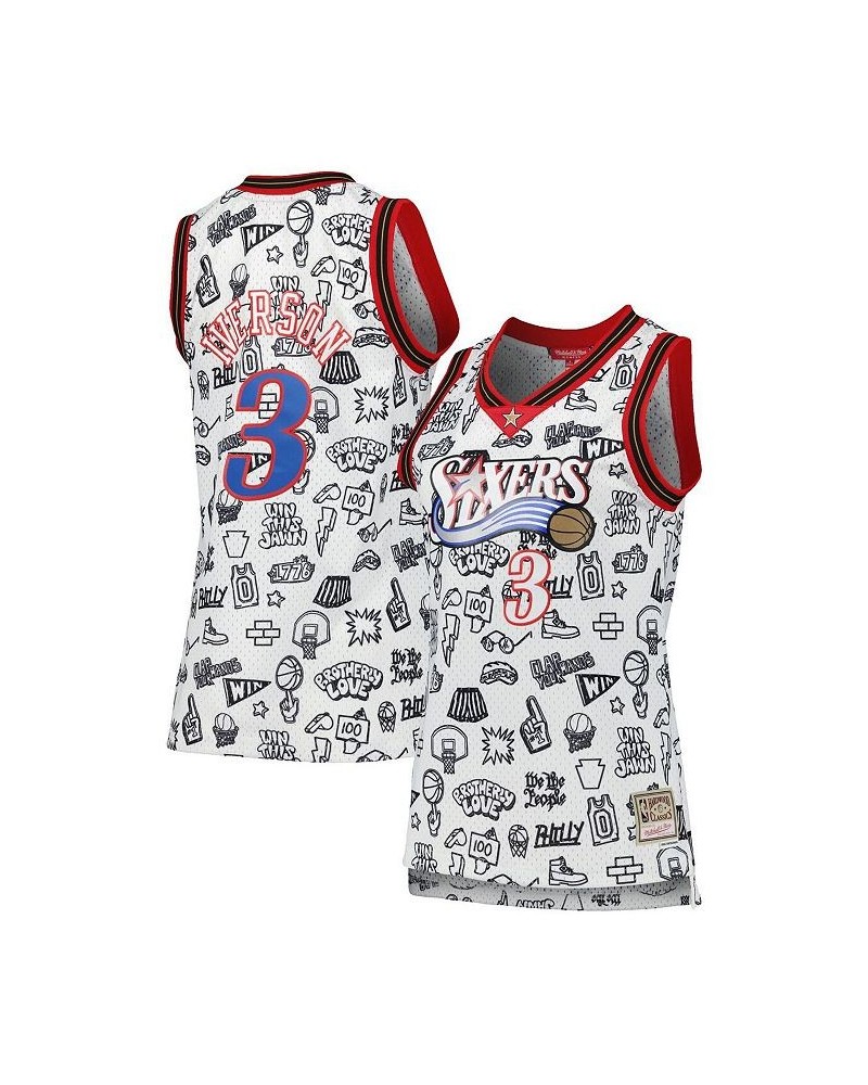 Women's Allen Iverson White Philadelphia 76ers 2000 Doodle Swingman Jersey White $40.50 Jersey