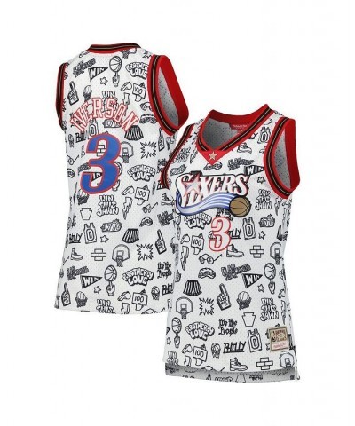 Women's Allen Iverson White Philadelphia 76ers 2000 Doodle Swingman Jersey White $40.50 Jersey