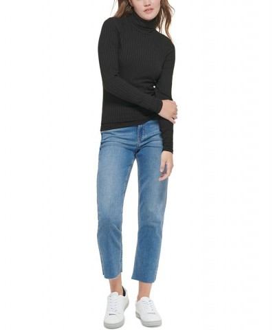 Women's Long Sleeve Turtleneck Top Black $14.84 Tops