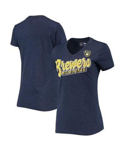 Women's Heathered Navy Milwaukee Brewers First Place V-Neck T-shirt Heathered Navy $12.80 Tops