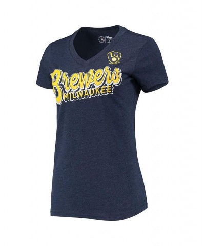 Women's Heathered Navy Milwaukee Brewers First Place V-Neck T-shirt Heathered Navy $12.80 Tops