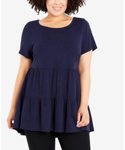 Plus Size Lexi Tiered Short Sleeve Top Navy $31.86 Tops