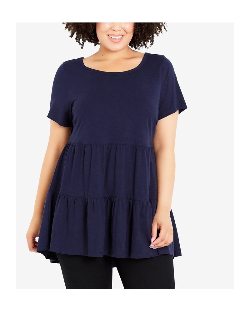 Plus Size Lexi Tiered Short Sleeve Top Navy $31.86 Tops