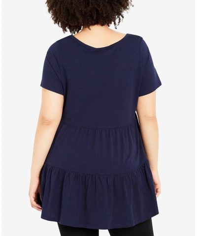 Plus Size Lexi Tiered Short Sleeve Top Navy $31.86 Tops