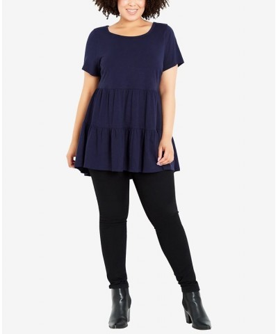 Plus Size Lexi Tiered Short Sleeve Top Navy $31.86 Tops