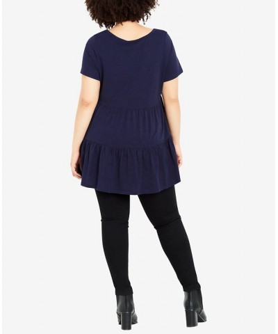 Plus Size Lexi Tiered Short Sleeve Top Navy $31.86 Tops