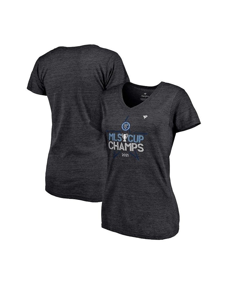 Women's Branded Heathered Charcoal New York City FC 2021 MLS Cup Champions Locker Room V-Neck T-shirt Heathered Charcoal $20....