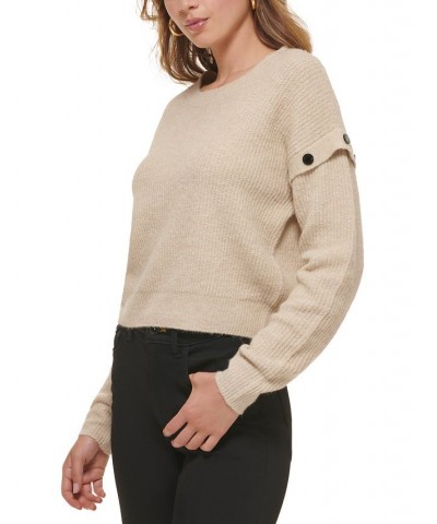 Women's Drop-Shoulder Long-Sleeve Sweater Tan/Beige $47.52 Sweaters