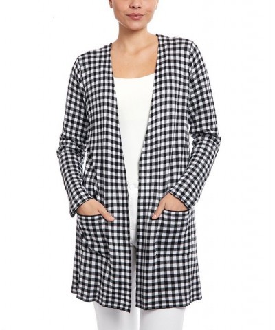 Women's Open Front Pockets Duster Sweater Black, White $42.24 Sweaters