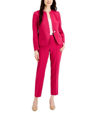 Single-Button Blazer and Slim-Fit Pantsuit Regular and Petite Sizes Green $36.00 Pants