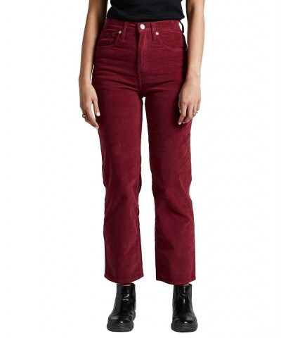 Women's Highly Desirable High Rise Straight Leg Pants Red $40.48 Pants