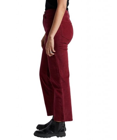 Women's Highly Desirable High Rise Straight Leg Pants Red $40.48 Pants