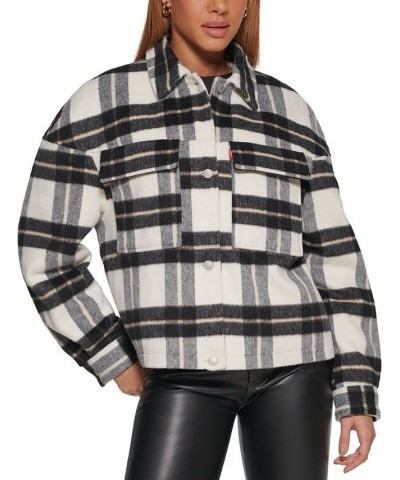 Women's Wool Blend Shorty Shacket Cream, Tan, Black Plaid $66.50 Jackets