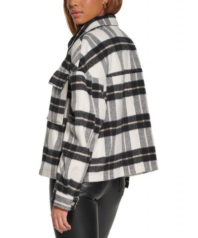 Women's Wool Blend Shorty Shacket Cream, Tan, Black Plaid $66.50 Jackets