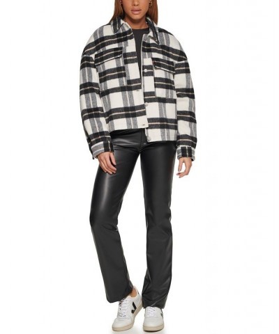 Women's Wool Blend Shorty Shacket Cream, Tan, Black Plaid $66.50 Jackets