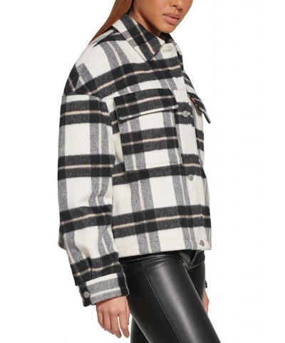 Women's Wool Blend Shorty Shacket Cream, Tan, Black Plaid $66.50 Jackets