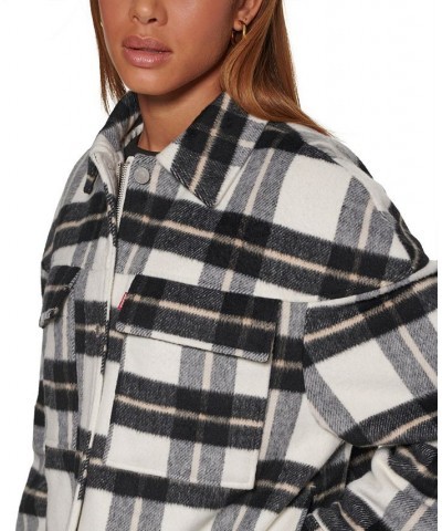 Women's Wool Blend Shorty Shacket Cream, Tan, Black Plaid $66.50 Jackets