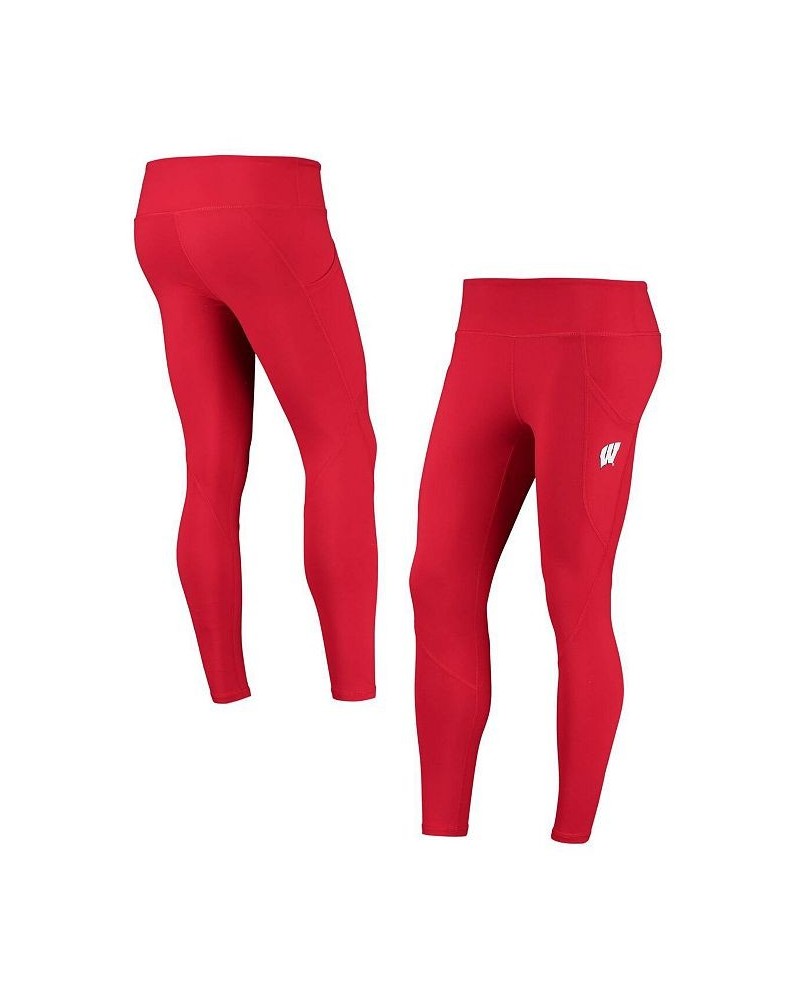 Women's Red Wisconsin Badgers Pocketed Leggings Red $30.80 Pants