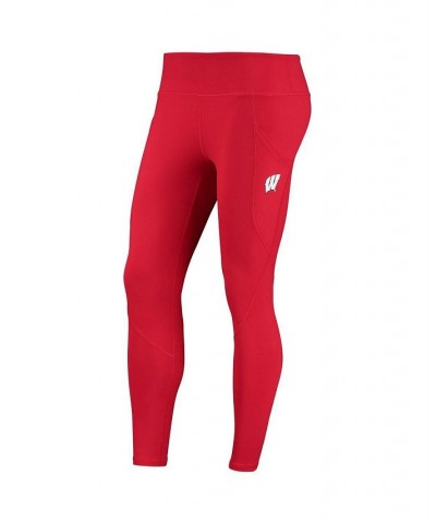 Women's Red Wisconsin Badgers Pocketed Leggings Red $30.80 Pants