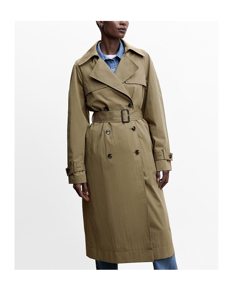 Women's Double Breasted Trench Coat Khaki $56.00 Coats