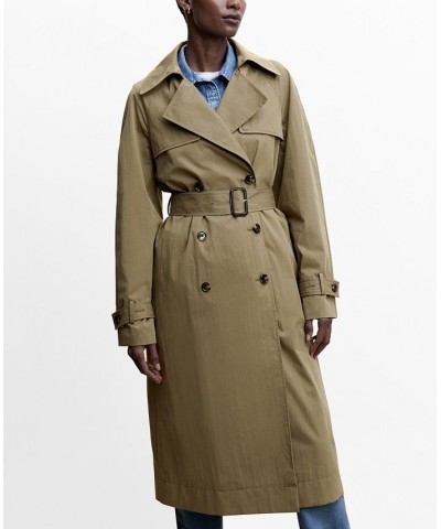 Women's Double Breasted Trench Coat Khaki $56.00 Coats