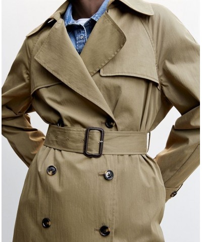 Women's Double Breasted Trench Coat Khaki $56.00 Coats