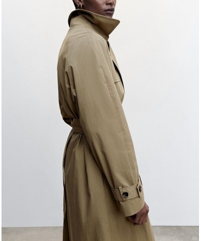 Women's Double Breasted Trench Coat Khaki $56.00 Coats