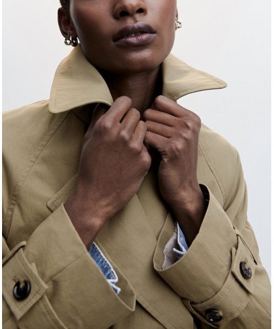 Women's Double Breasted Trench Coat Khaki $56.00 Coats