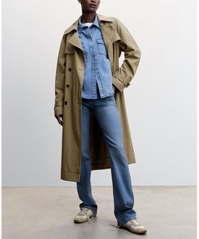 Women's Double Breasted Trench Coat Khaki $56.00 Coats