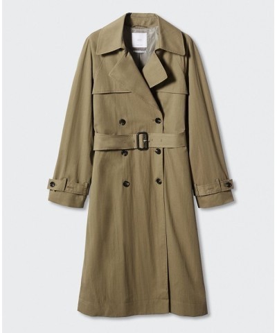 Women's Double Breasted Trench Coat Khaki $56.00 Coats