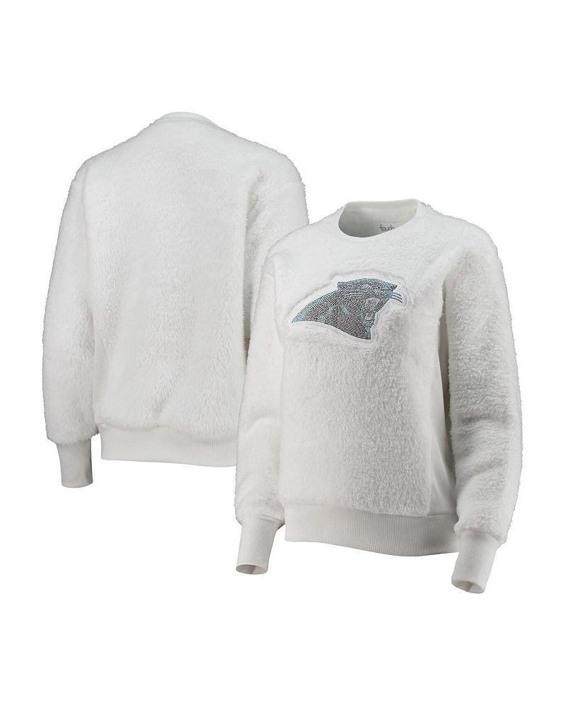 Women's White Carolina Panthers Milestone Tracker Pullover Sweatshirt White $30.36 Sweatshirts