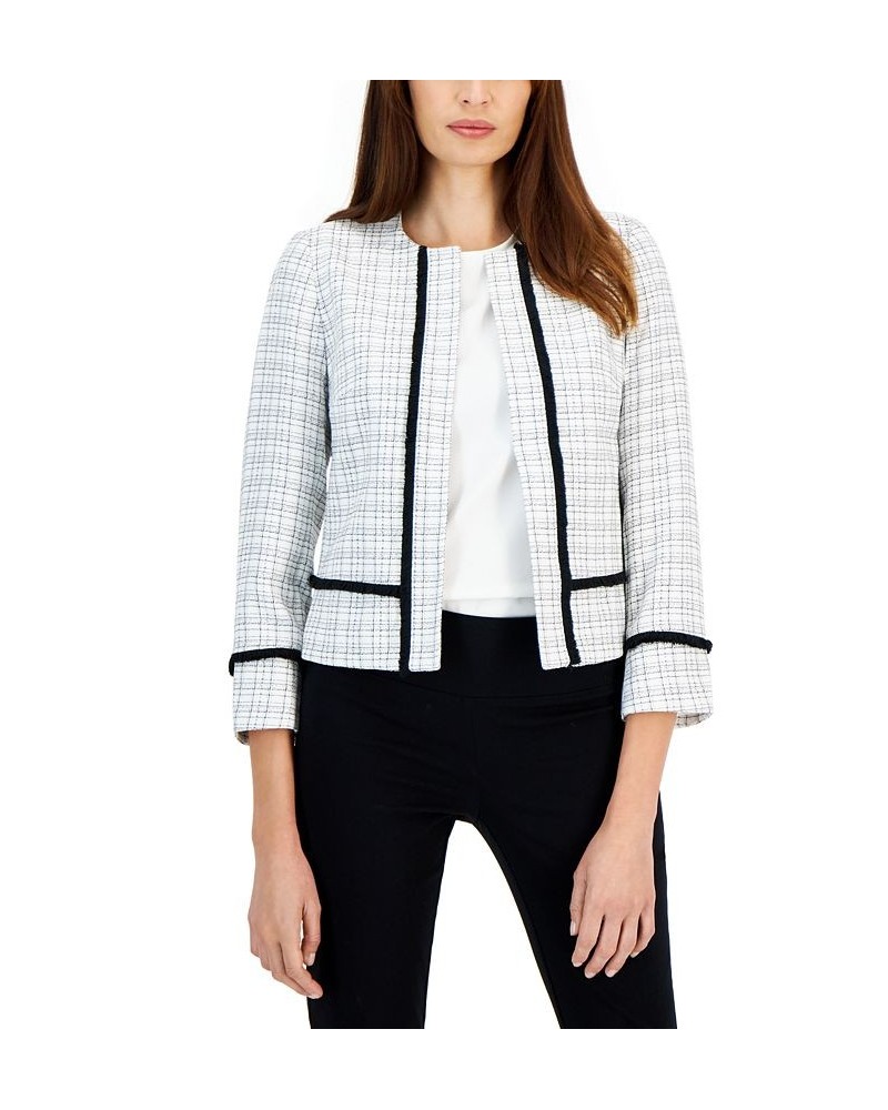 Petite 3/4-Sleeve Collarless Cropped Blazer Vanilla Ice Combo $56.62 Jackets