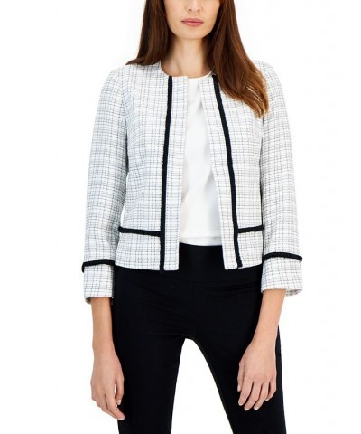 Petite 3/4-Sleeve Collarless Cropped Blazer Vanilla Ice Combo $56.62 Jackets