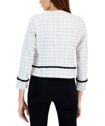 Petite 3/4-Sleeve Collarless Cropped Blazer Vanilla Ice Combo $56.62 Jackets