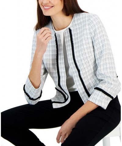 Petite 3/4-Sleeve Collarless Cropped Blazer Vanilla Ice Combo $56.62 Jackets