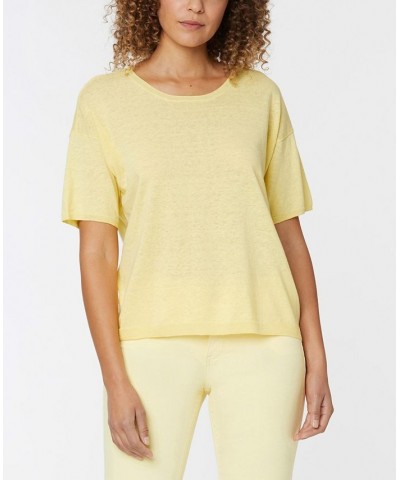 Women's Short Sleeved Crew Neck Top Yellow Daisy $43.61 Tops