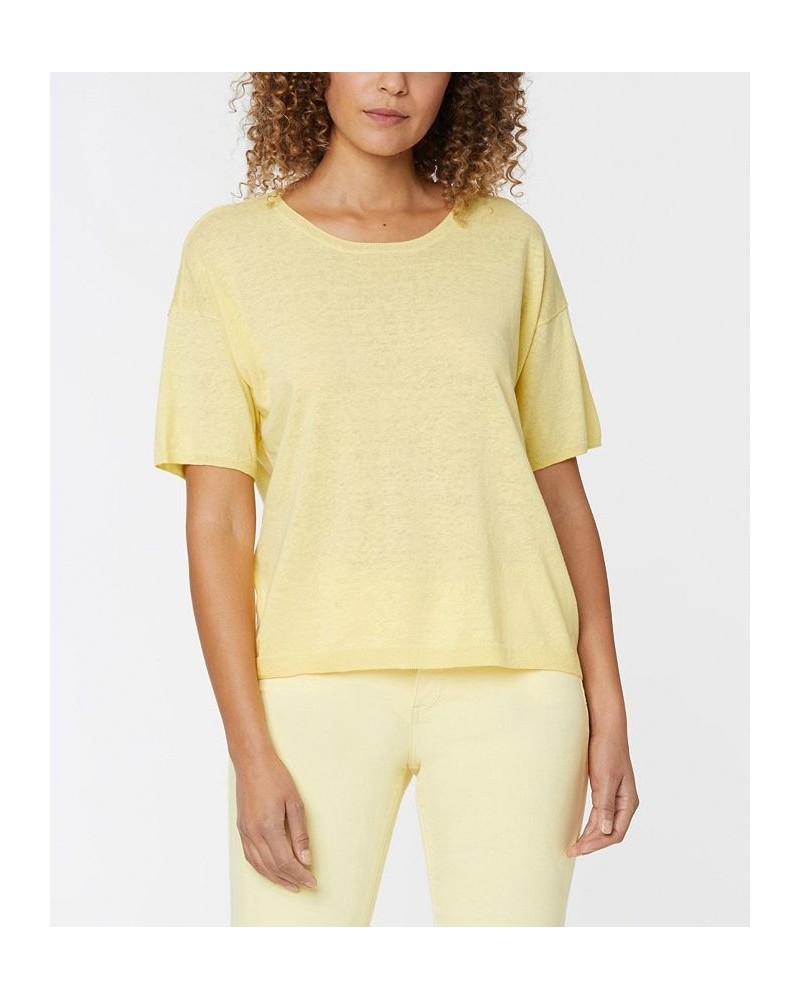 Women's Short Sleeved Crew Neck Top Yellow Daisy $43.61 Tops