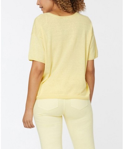 Women's Short Sleeved Crew Neck Top Yellow Daisy $43.61 Tops