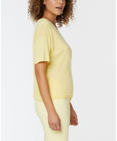 Women's Short Sleeved Crew Neck Top Yellow Daisy $43.61 Tops