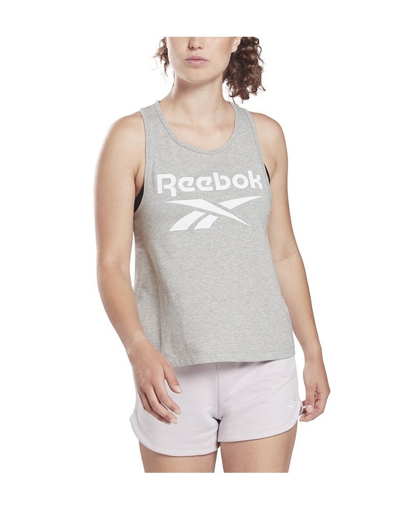 Women's Identity Logo Racerback Jersey Tank Top Gray $11.00 Tops