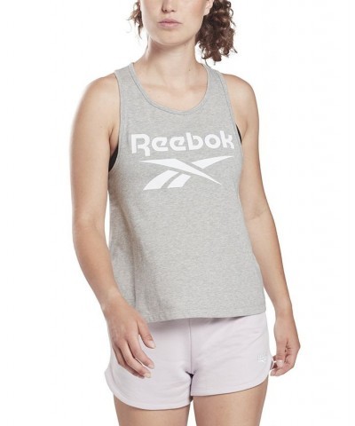 Women's Identity Logo Racerback Jersey Tank Top Gray $11.00 Tops