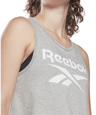 Women's Identity Logo Racerback Jersey Tank Top Gray $11.00 Tops