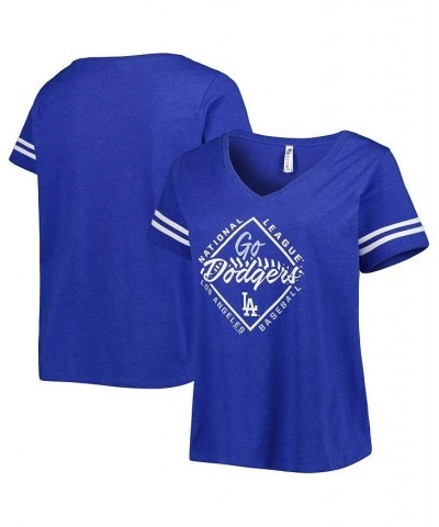 Women's Royal Los Angeles Dodgers Plus Size V-Neck Jersey T-shirt Royal $32.39 Tops