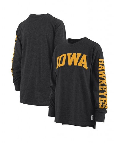 Women's Black Iowa Hawkeyes Plus Size Two-Hit Canyon Long Sleeve T-shirt Black $32.99 Tops